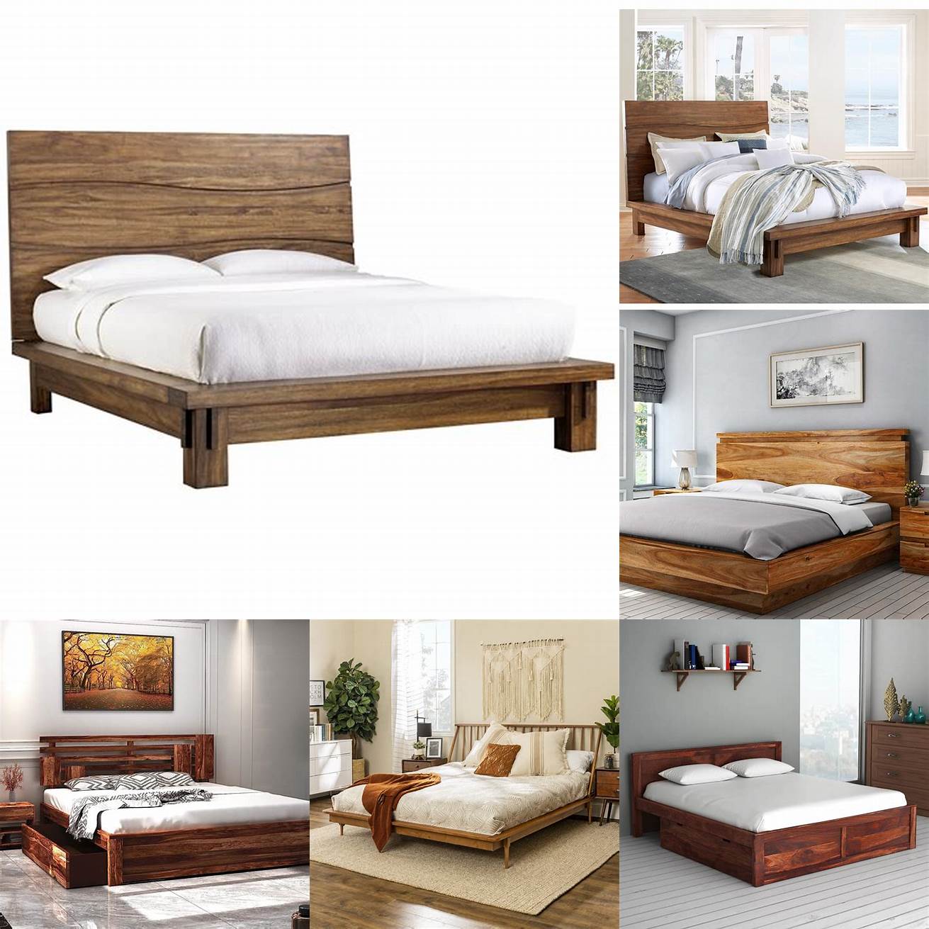 Wooden modern king bed
