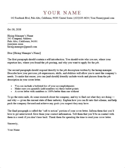 Word Cover Letter Template