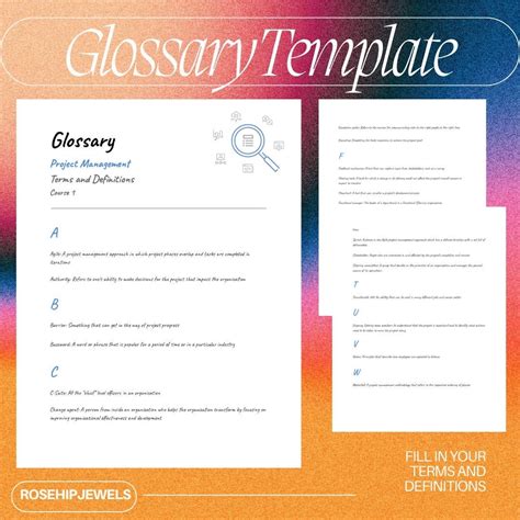 Word Glossary Template