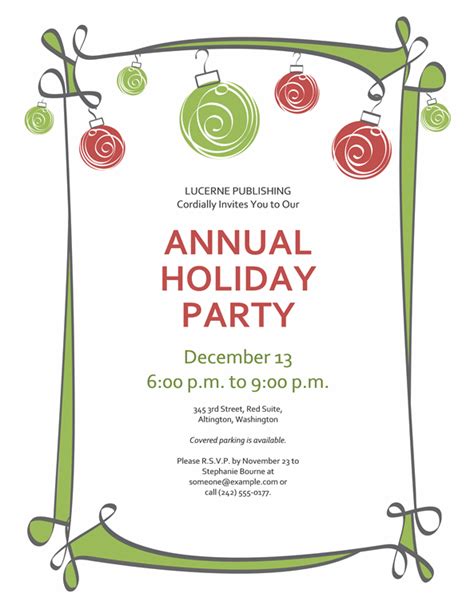 Word Holiday Party Invitation Template