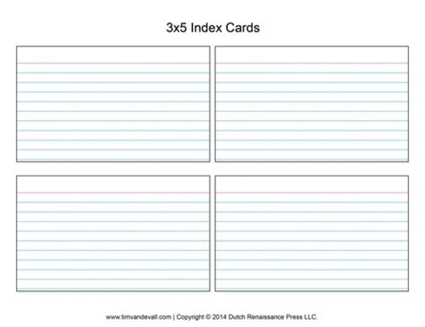 Word Index Card Template