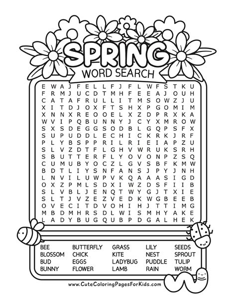 Word Search Spring Printable