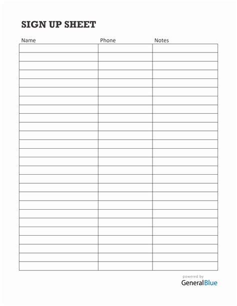 Word Sign Up Sheet Template