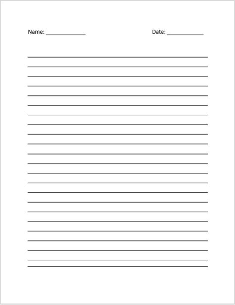 Word Template For Lined Paper