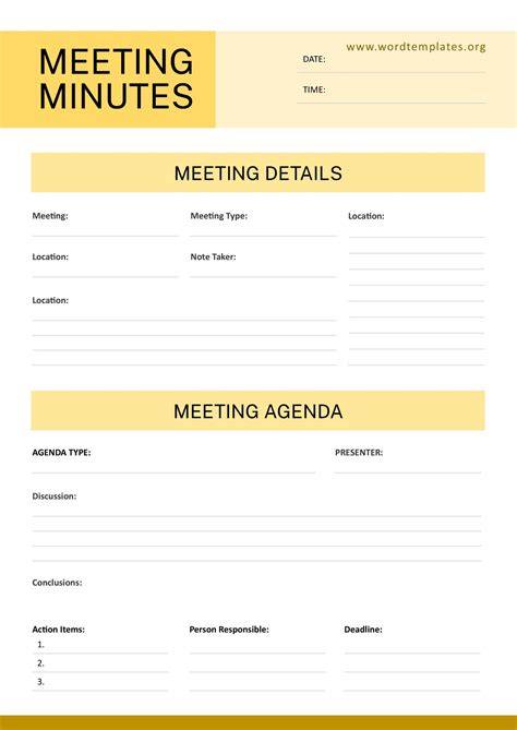 Word Templates For Meeting Minutes