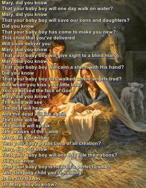 Words To Mary Did You Know Printable