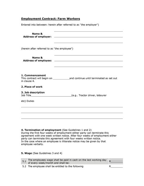Work Contract Agreement Template