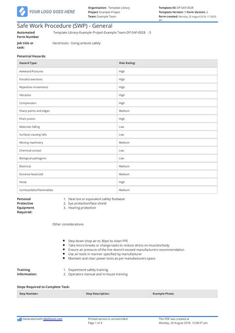 Work Procedure Template