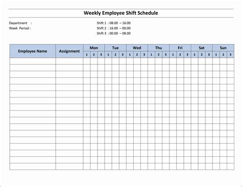 Work Schedule Excel Template