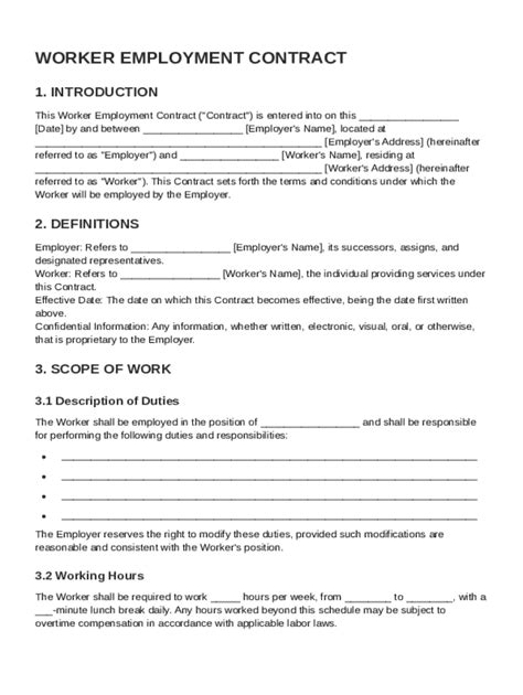 Worker Contract Template