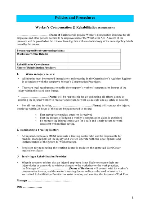 Workers Compensation Policy Template