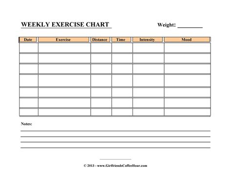 Workout Chart Template