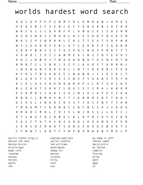 World's Hardest Word Search Printable