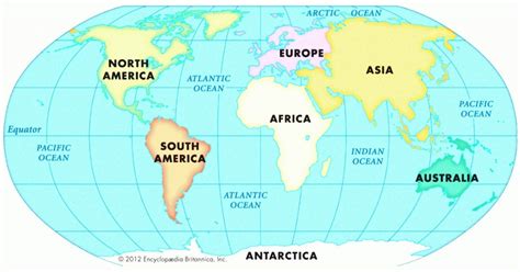 World Map Oceans And Continents Printable