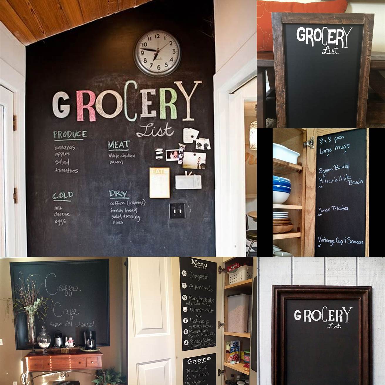 Write down your grocery list on the kitchen chalkboard As you run out of items during the week you can add them to the list on the board This makes it easy to see what needs to be purchased during your next grocery run