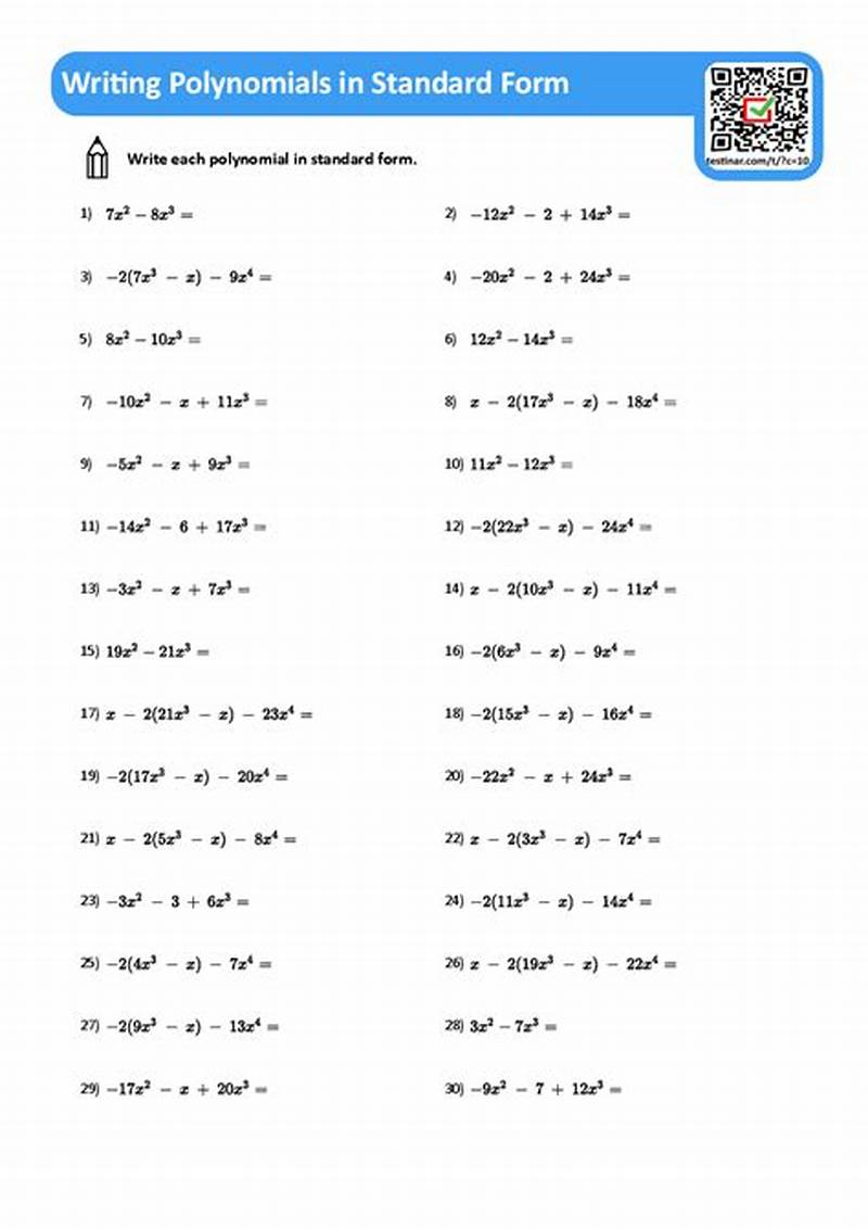 Writing Polynomials In Standard Form Worksheet