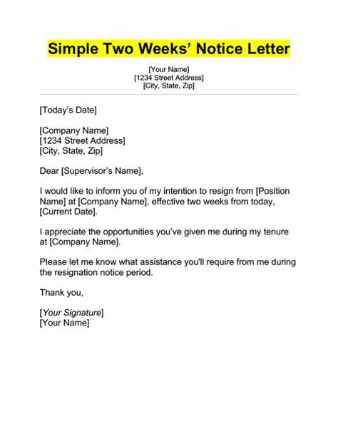 New form 2 letter week notice 157