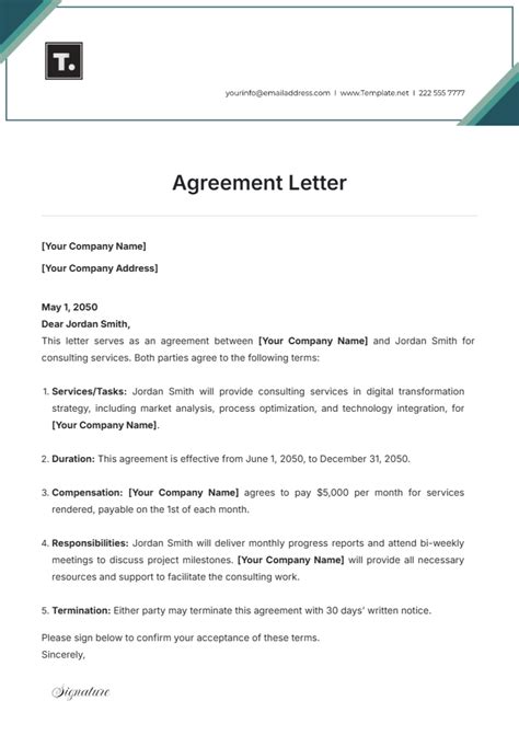 Written Agreement Template