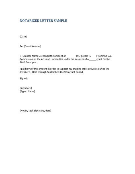 Writting A Letter To Get Notarized Template