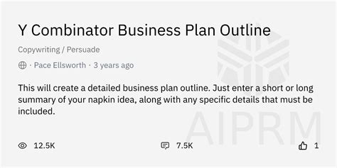 Y Combinator Business Plan Template