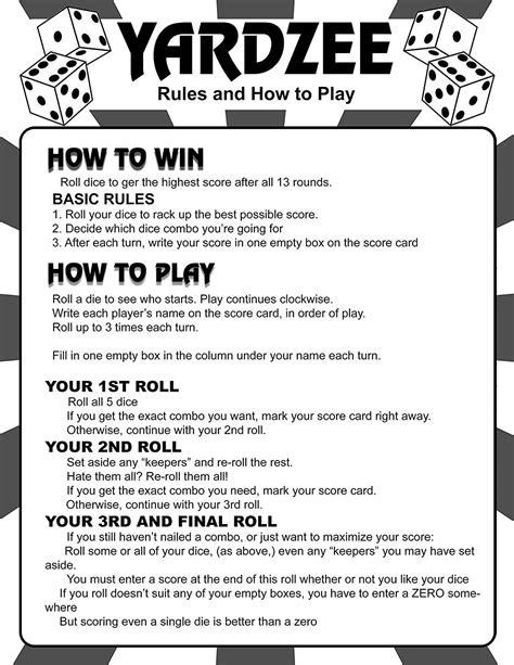 Yahtzee Rules Printable