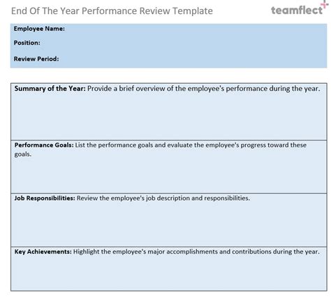 Year End Employee Review Template