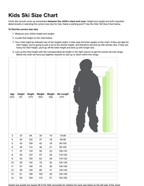 Youth Ski Length Chart