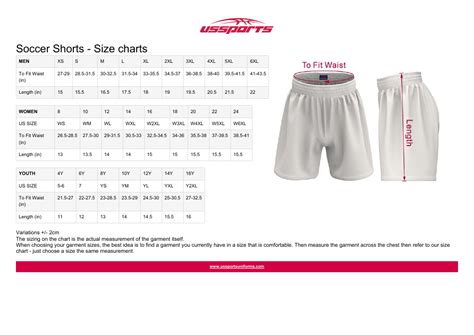 Youth Small Shorts Size Chart