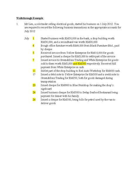 Accounting Walkthrough Example