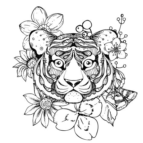 adult coloring tiger