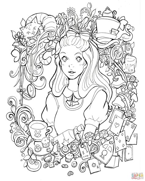 alice in wonderland coloring pages for adults