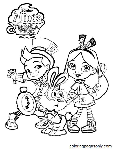 alice wonderland bakery coloring pages