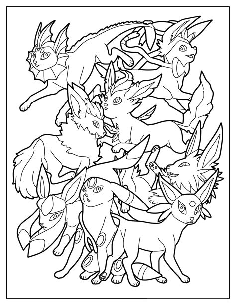 all eevee evolutions coloring pages