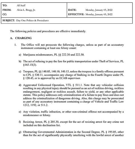 alvin bragg day one memo