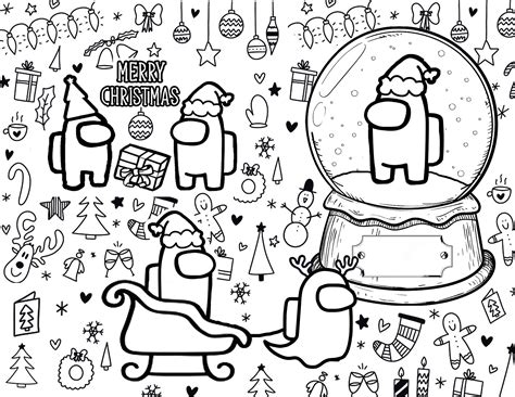 among us christmas coloring pages printable