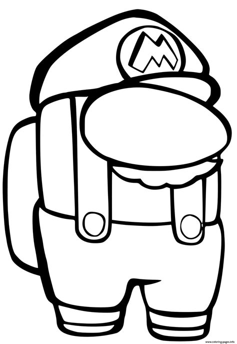 among us mario coloring pages