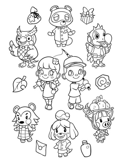 animal crossing characters coloring pages
