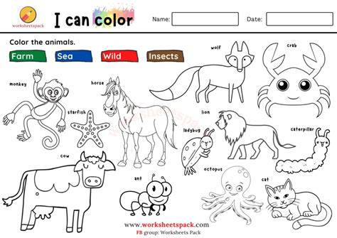 animals for coloring worksheet
