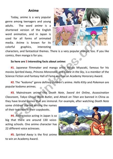anime activity sheets