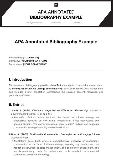 Annotated Bibliography Apa Template