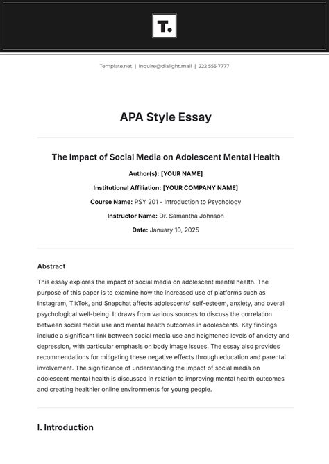 Apa Style Report Template