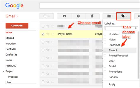 apply a label to emails gmail