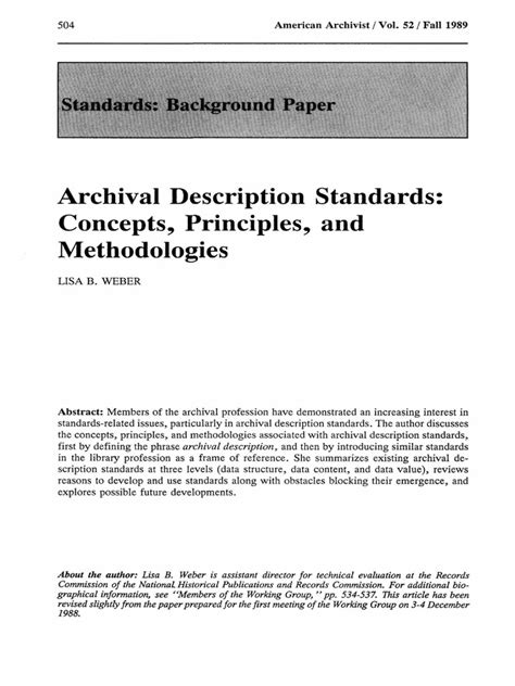 Archival Cataloging Standards