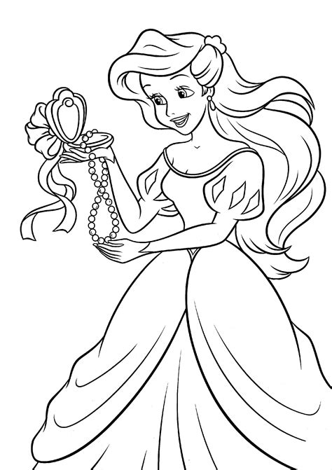 ariel mermaid colouring pages