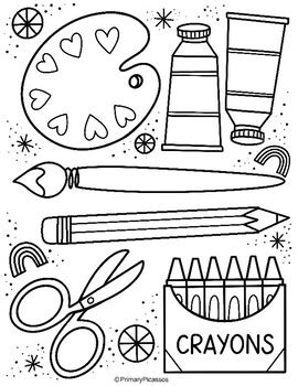 art supply coloring pages