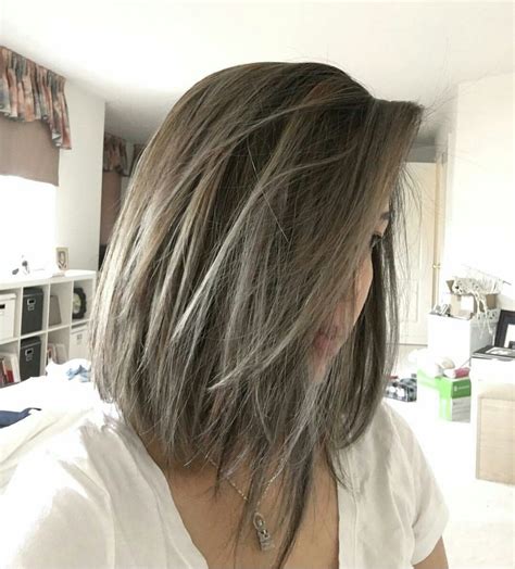 ash gray balayage short hair
