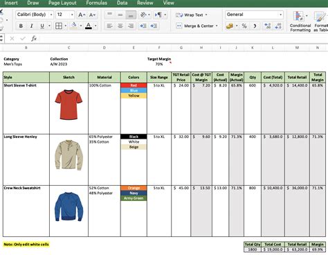 Assortment Plan Template