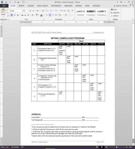 Audit Programme Template