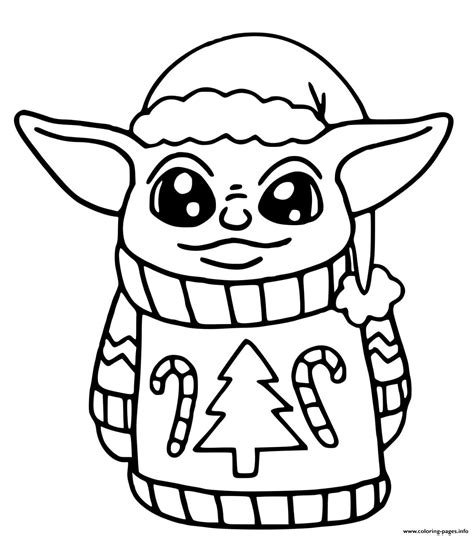 baby yoda christmas coloring pages printable