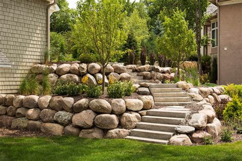 backyard boulder retaining wall